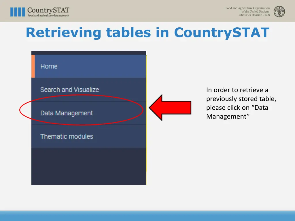 retrieving tables in countrystat