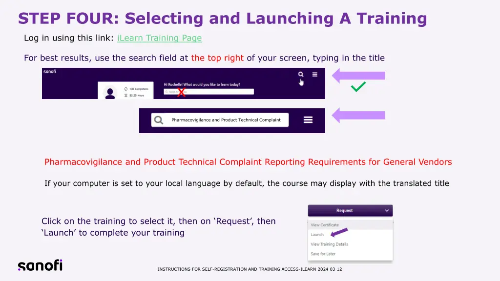 step four selecting and launching a training