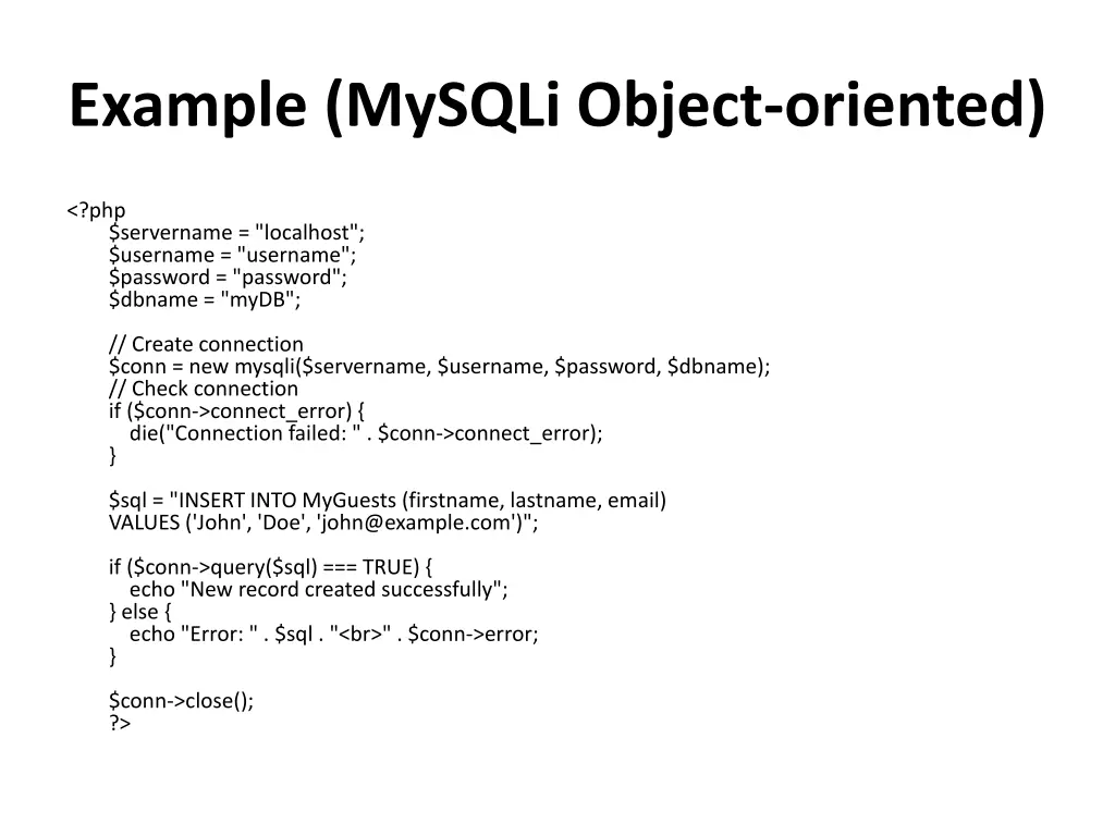 example mysqli object oriented 1