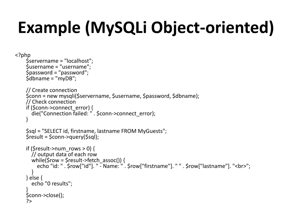 example mysqli object oriented 2