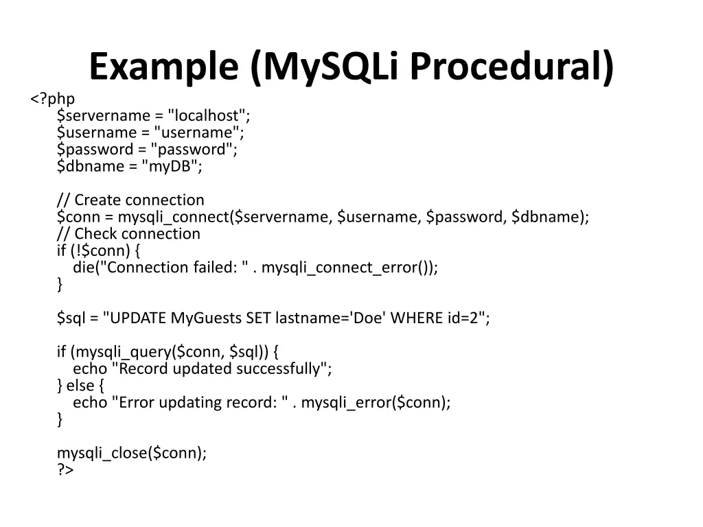 example mysqli procedural 4