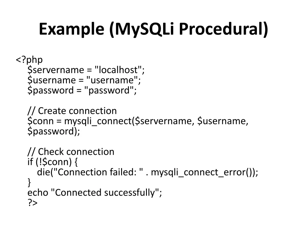 example mysqli procedural