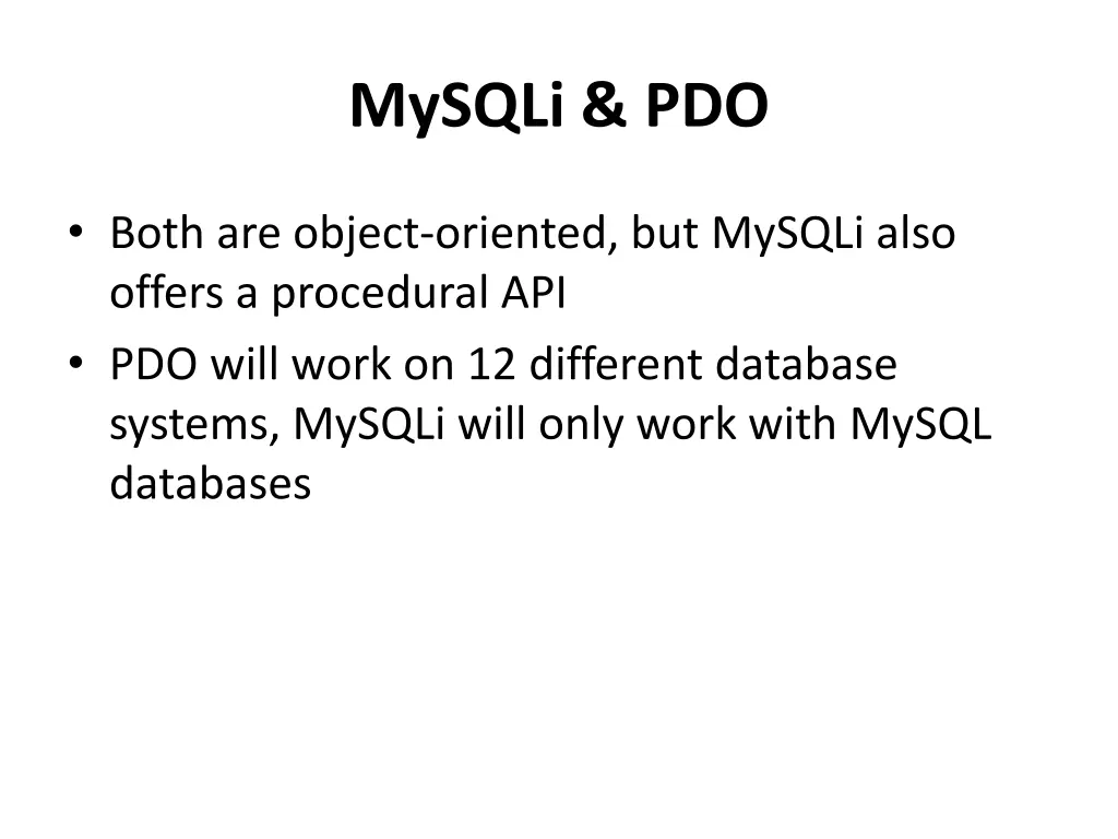 mysqli pdo