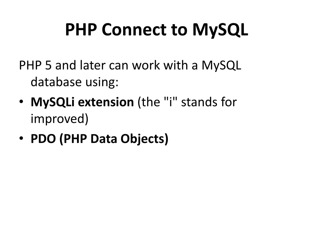 php connect to mysql