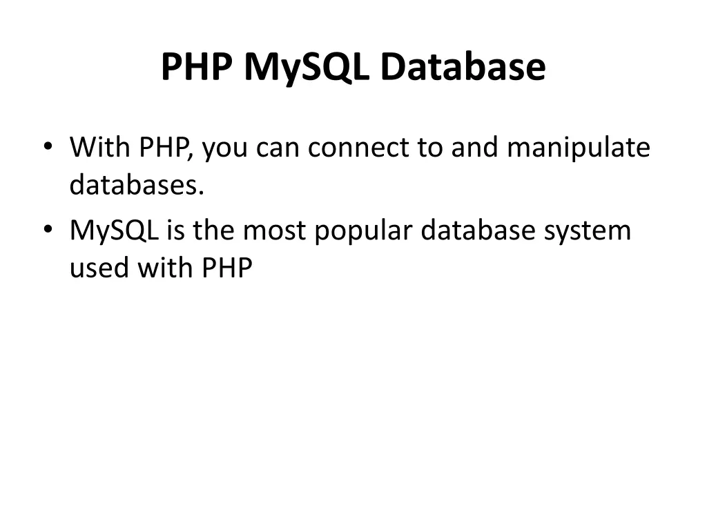 php mysql database