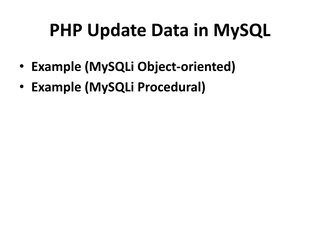 php update data in mysql