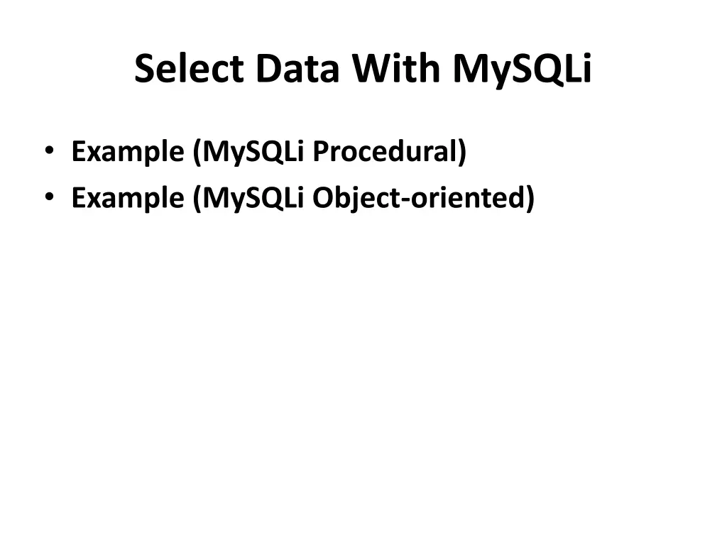 select data with mysqli