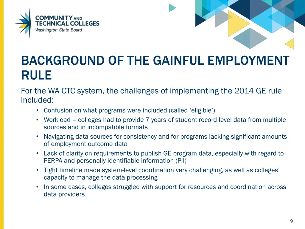 background of the gainful employment rule 1