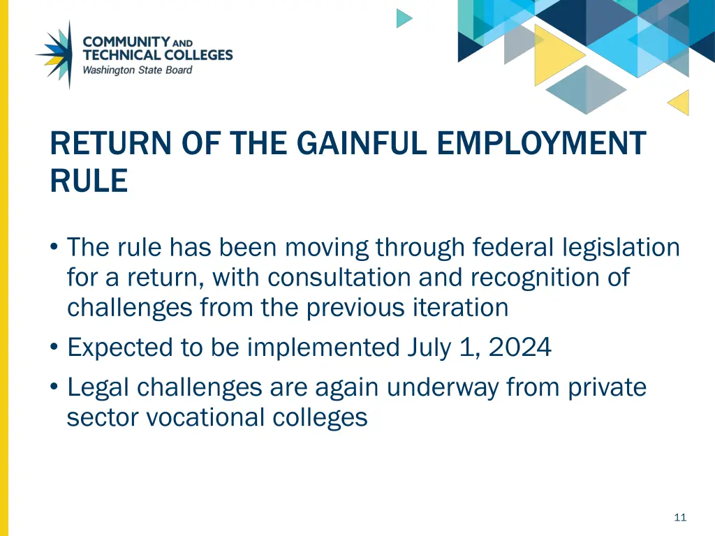 return of the gainful employment rule