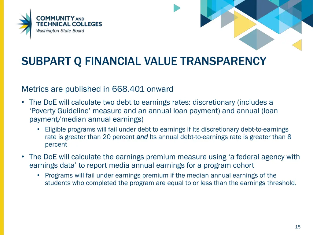 subpart q financial value transparency