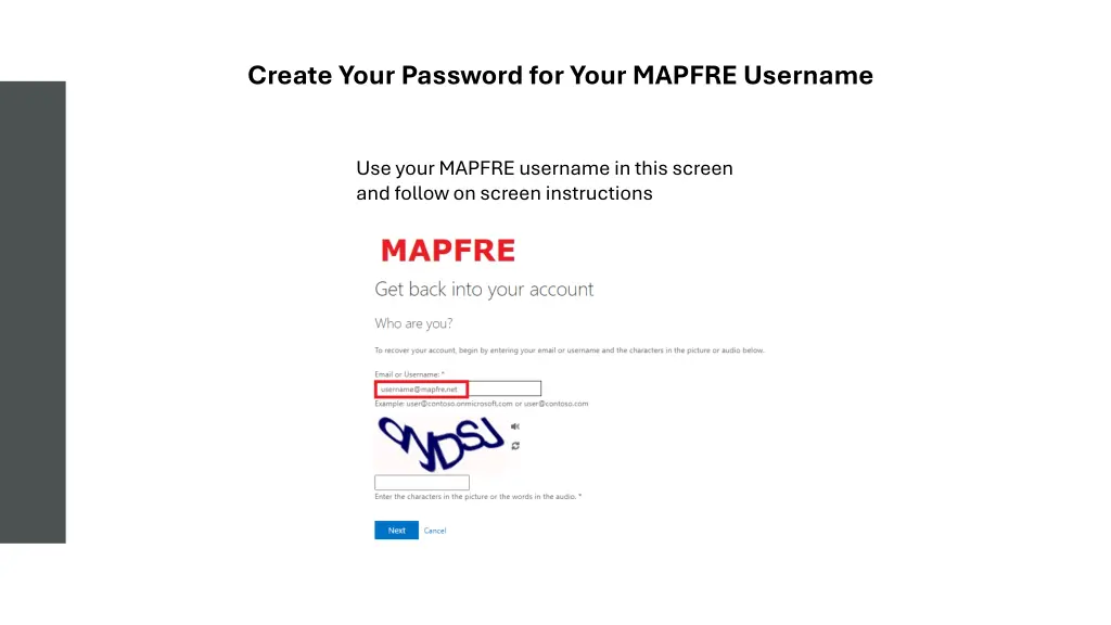 create your password for your mapfre username 1