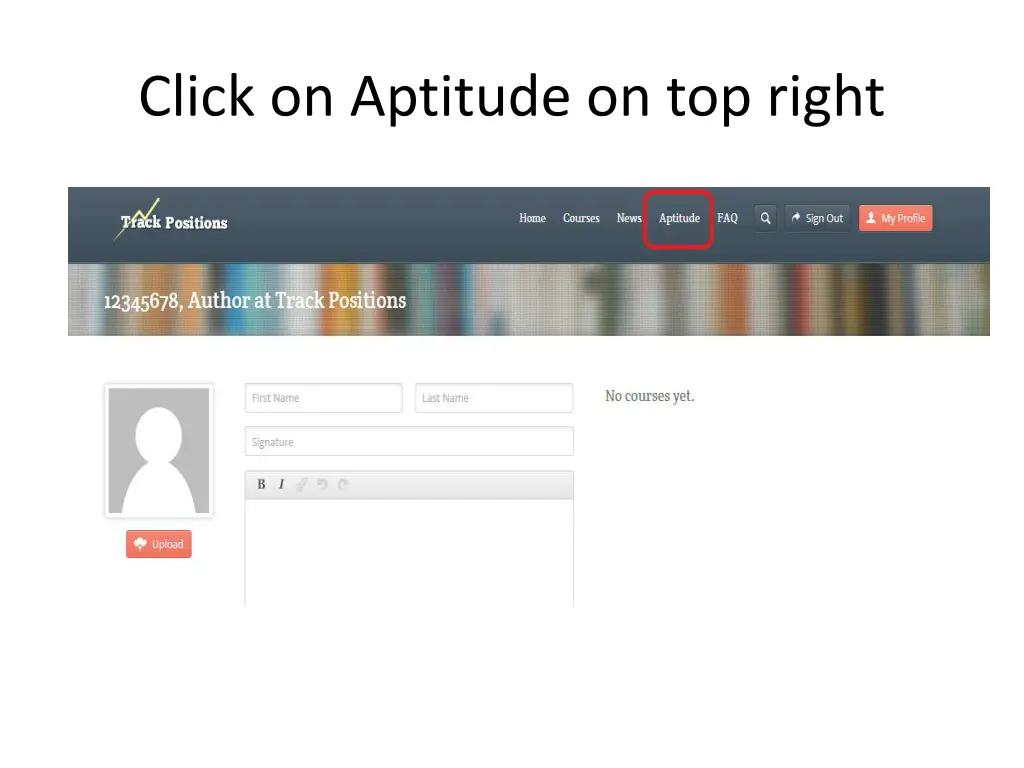 click on aptitude on top right