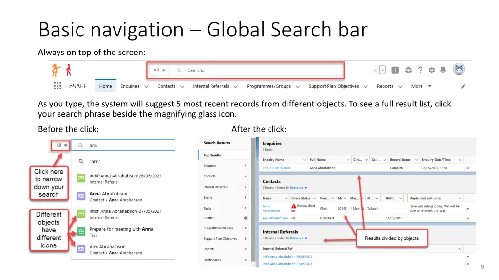 basic navigation global search bar