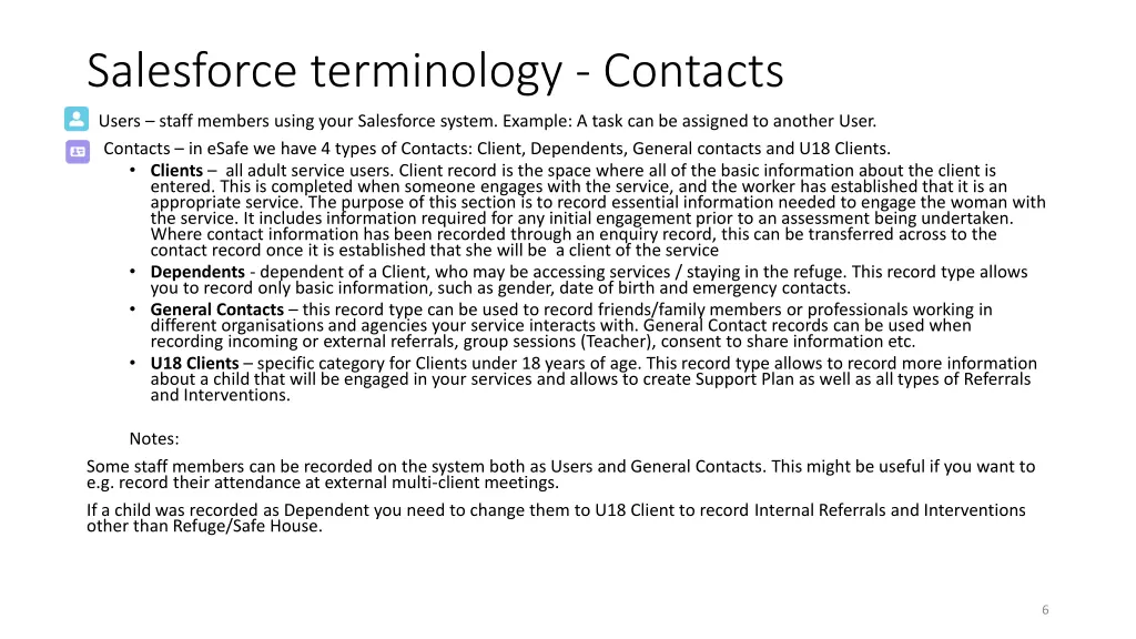 salesforce terminology contacts