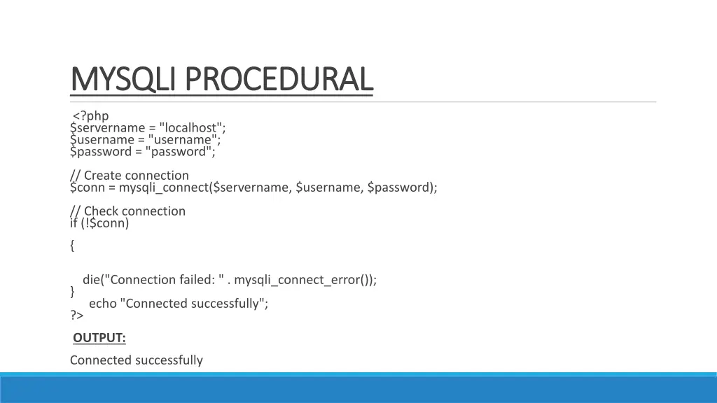 mysqli mysqliprocedural procedural