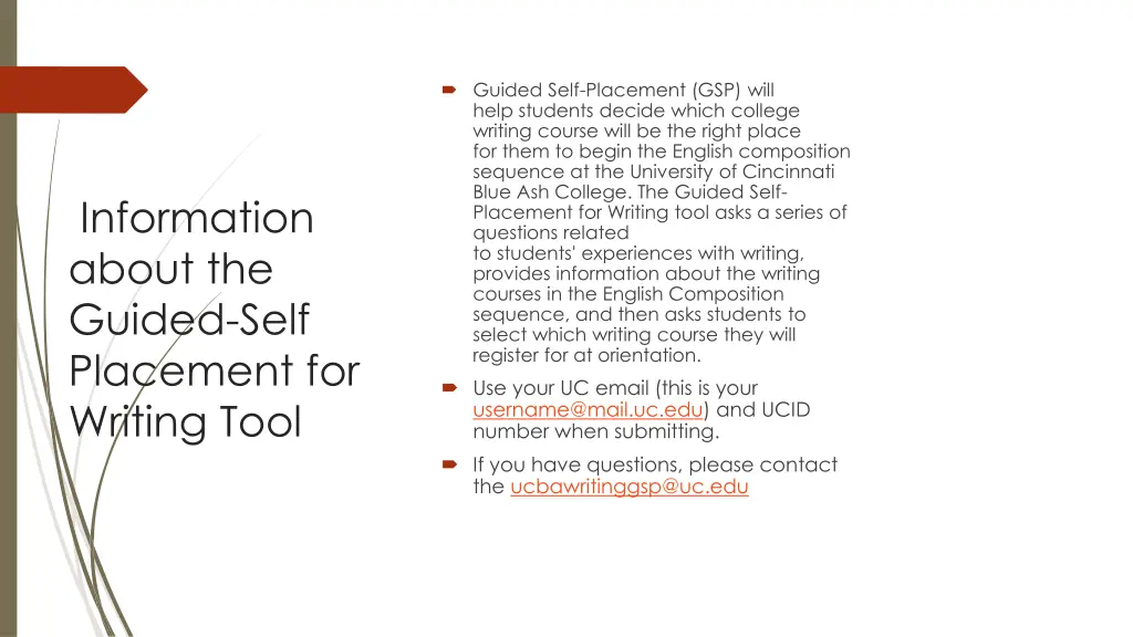 guided self placement gsp will help students