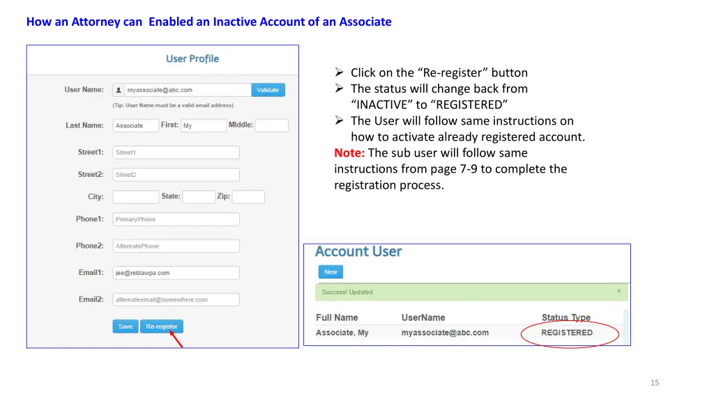 how an attorney can enabled an inactive account 1