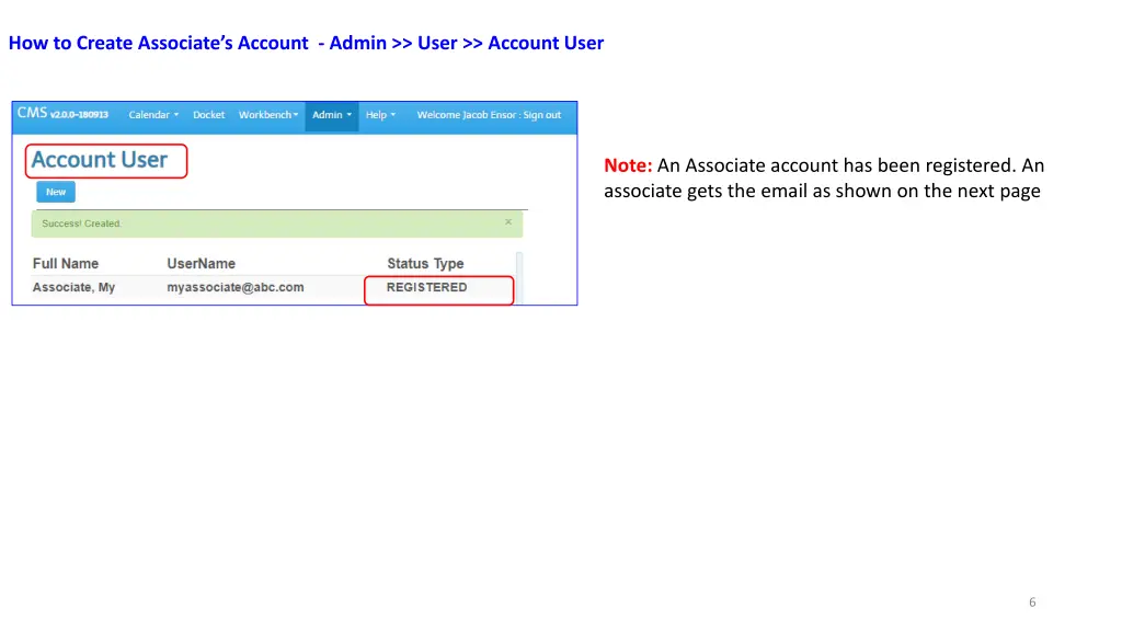 how to create associate s account admin user 1