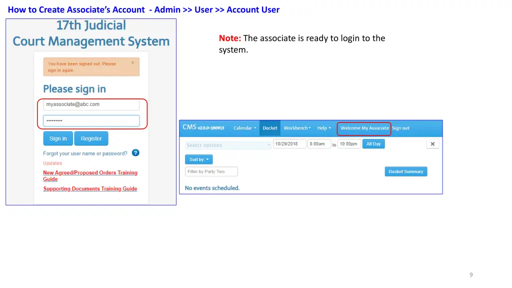 how to create associate s account admin user 4