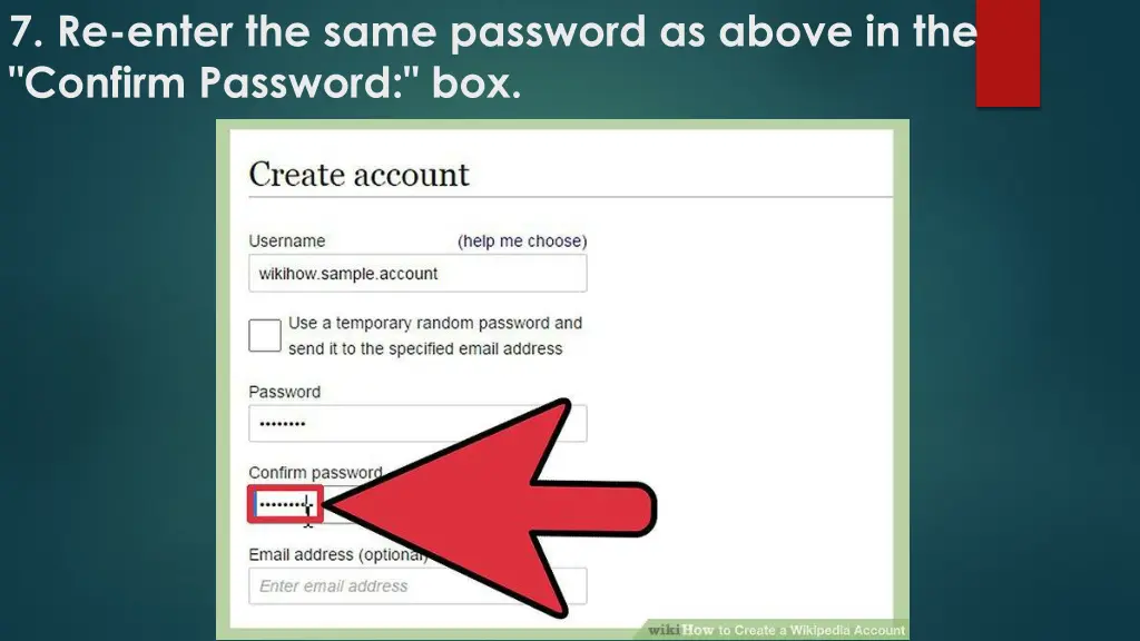 7 re enter the same password as above