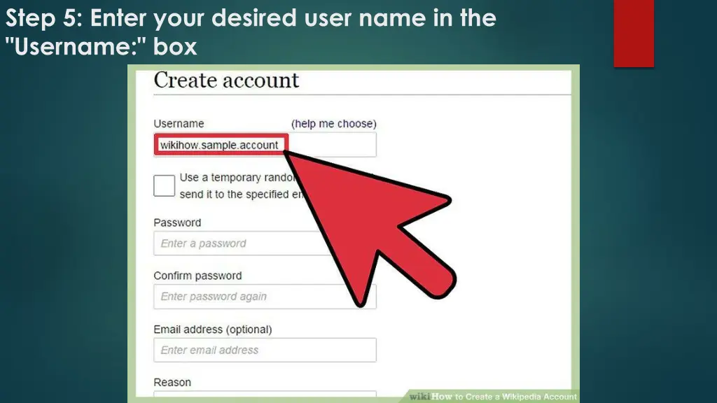 step 5 enter your desired user name