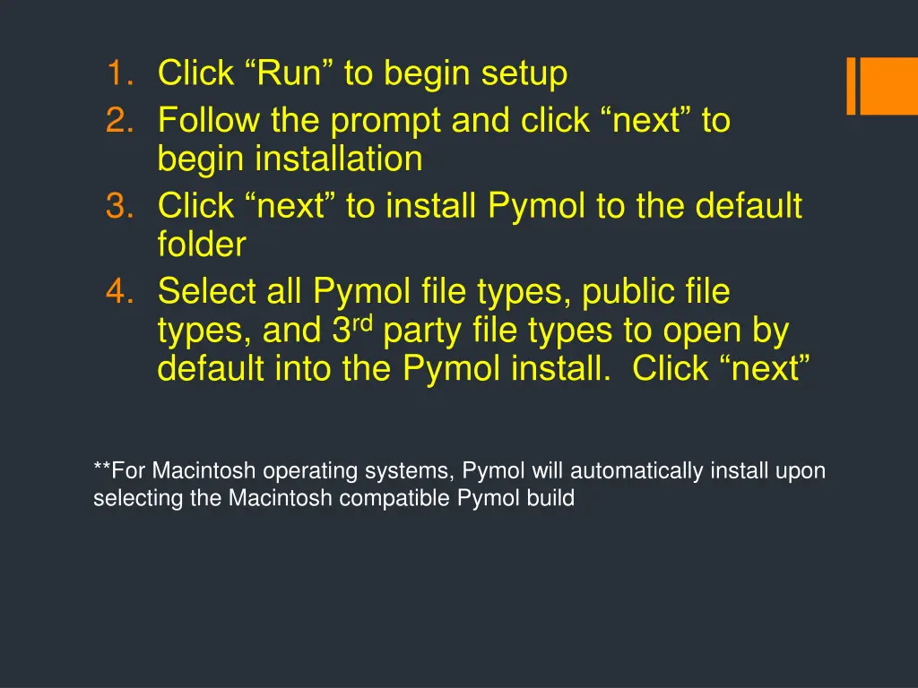 1 click run to begin setup 2 follow the prompt