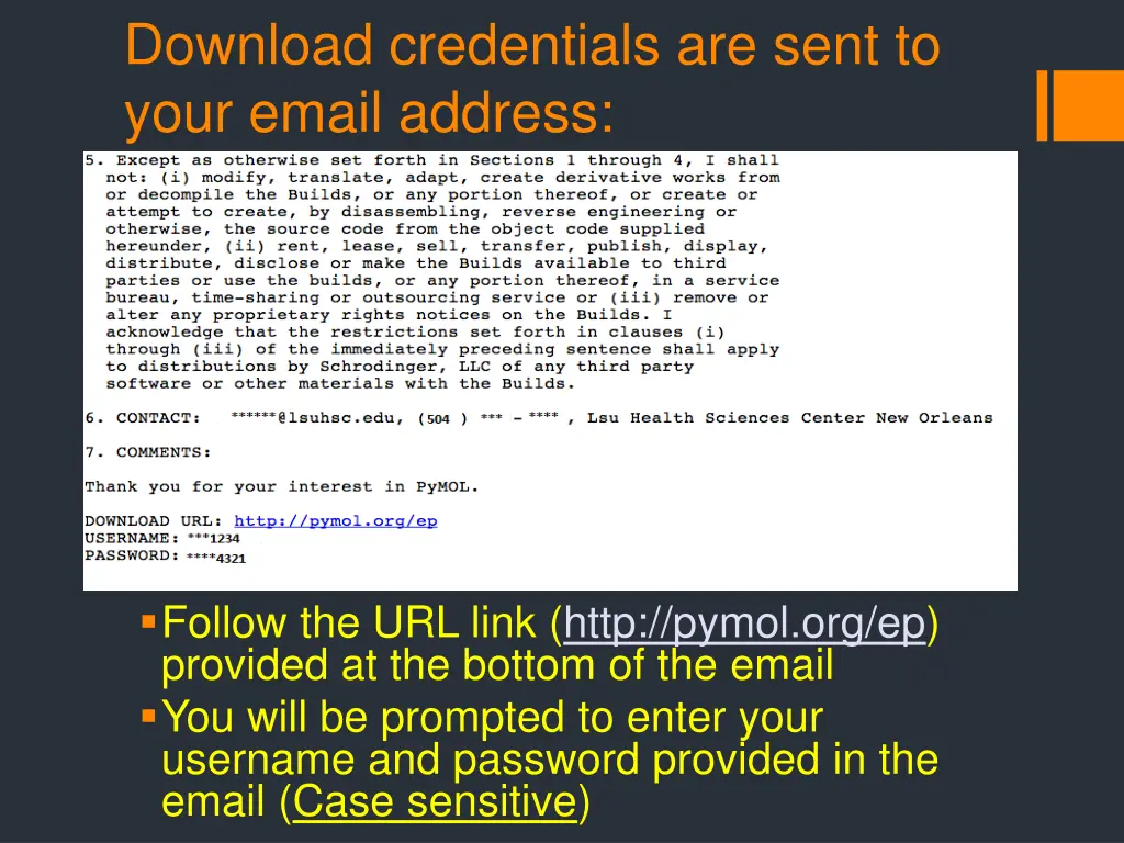 download credentials are sent to your email