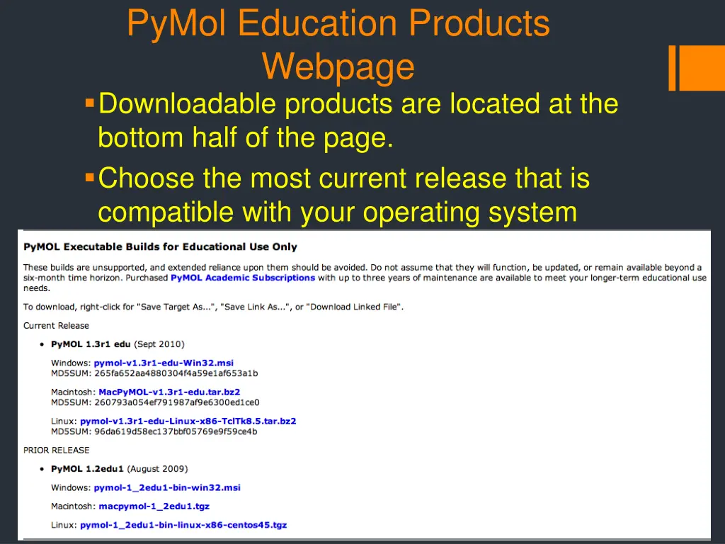 pymol education products webpage downloadable