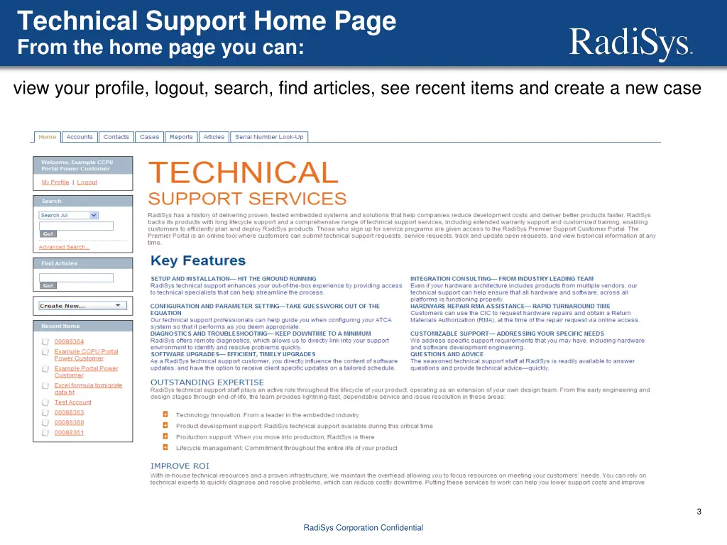 technical support home page from the home page