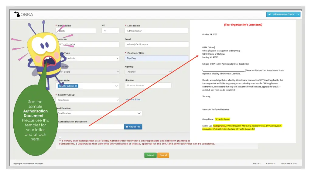 see the sample authorization document please