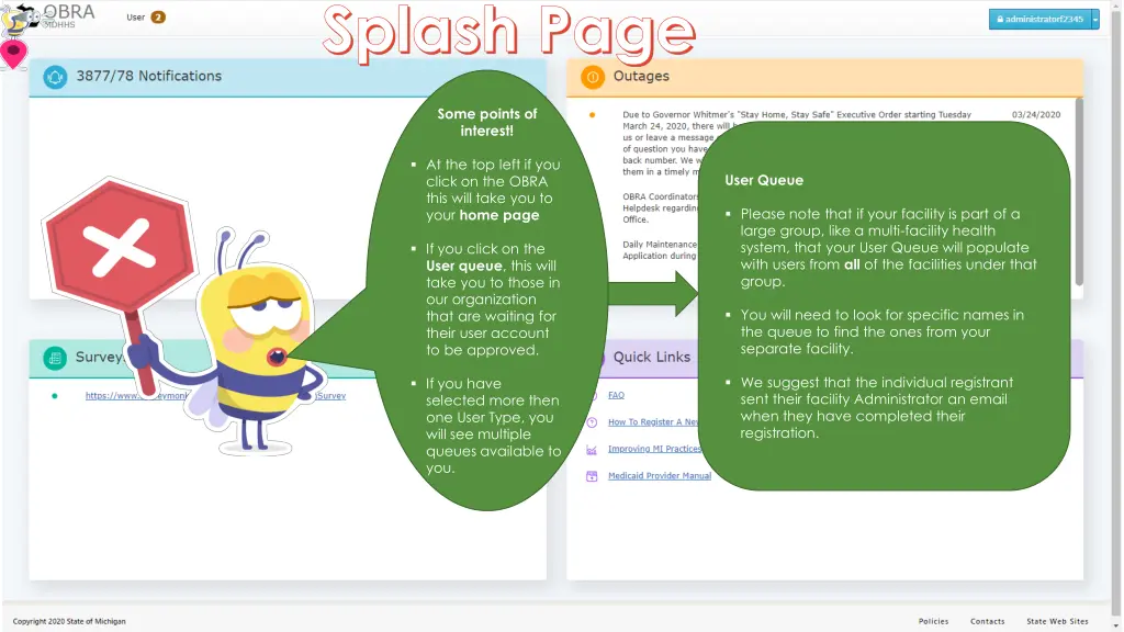 splash page