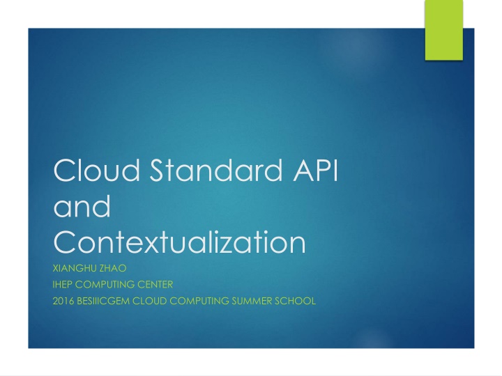 cloud standard api and contextualization xianghu