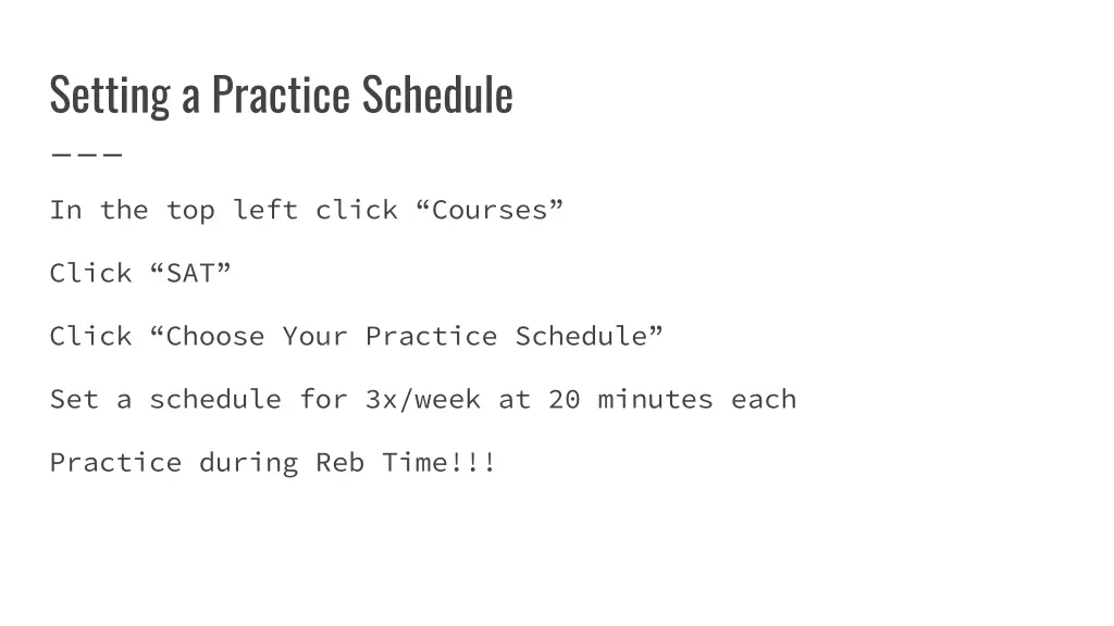 setting a practice schedule