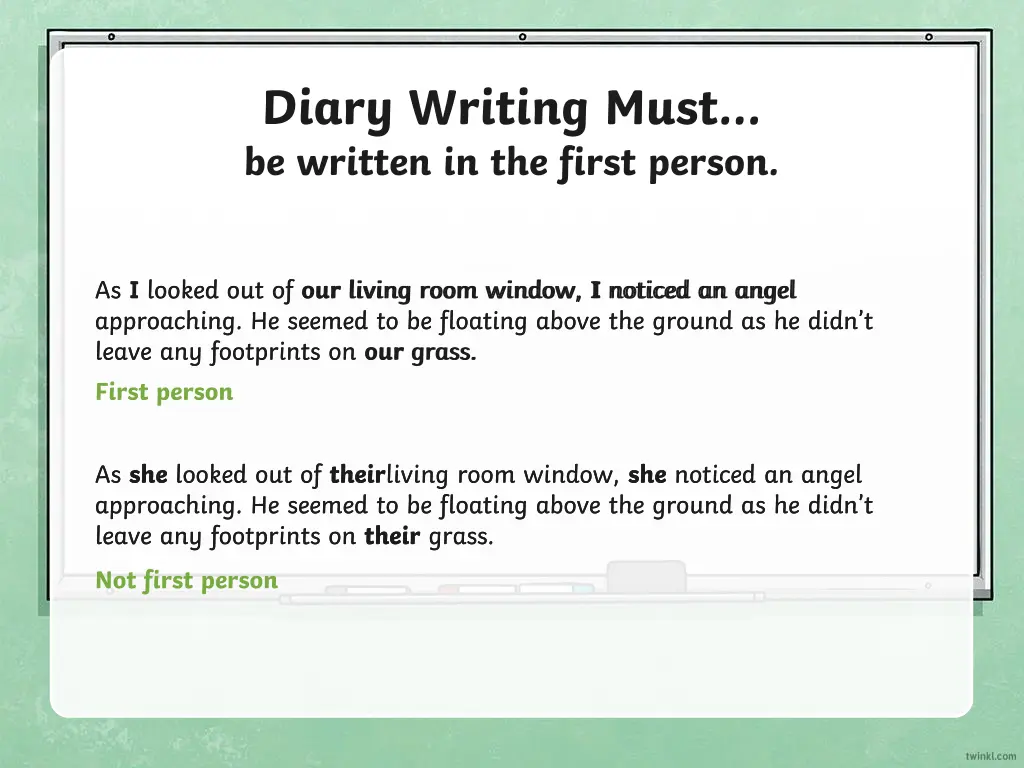 diary writing must be written in the first person
