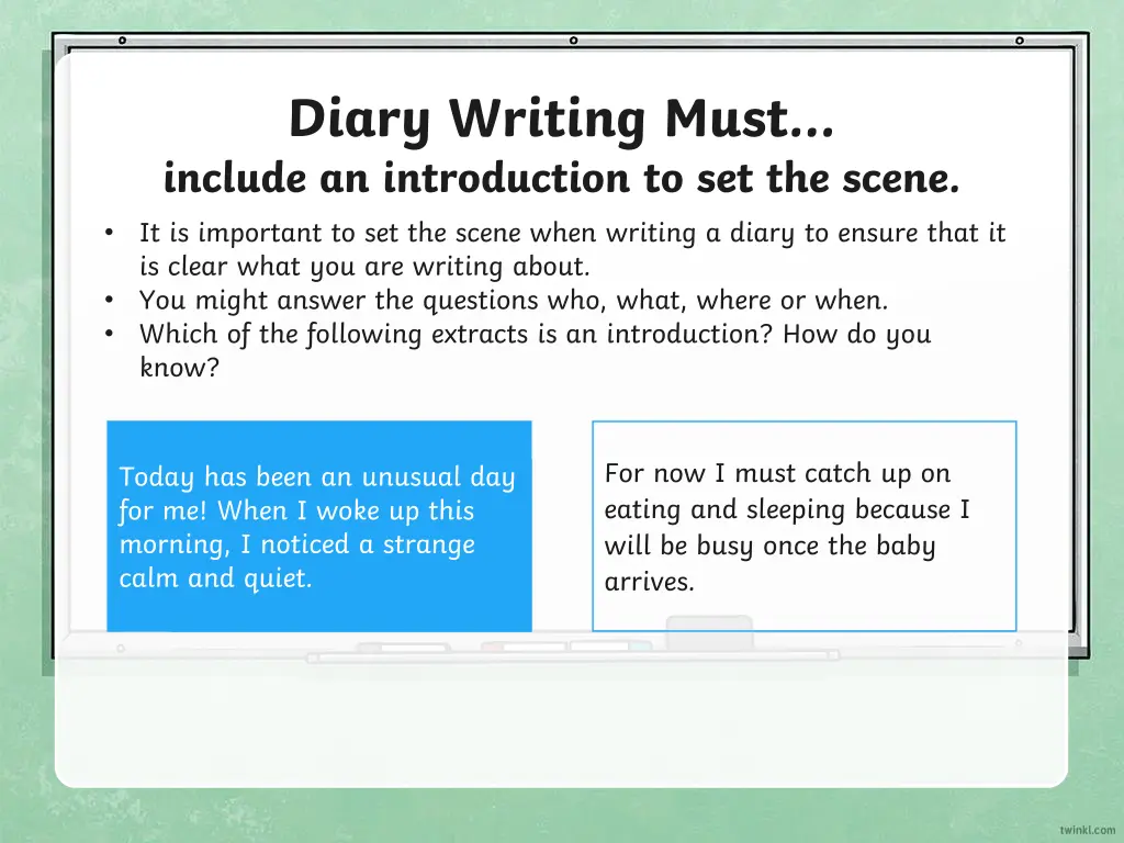 diary writing must include an introduction