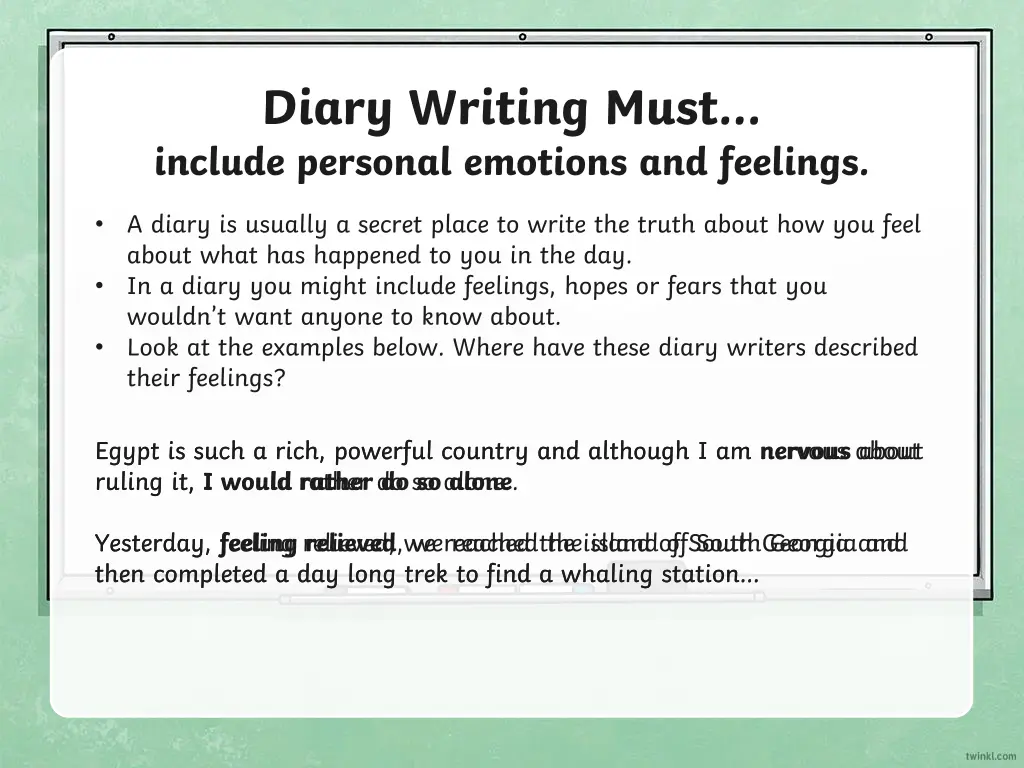 diary writing must include personal emotions