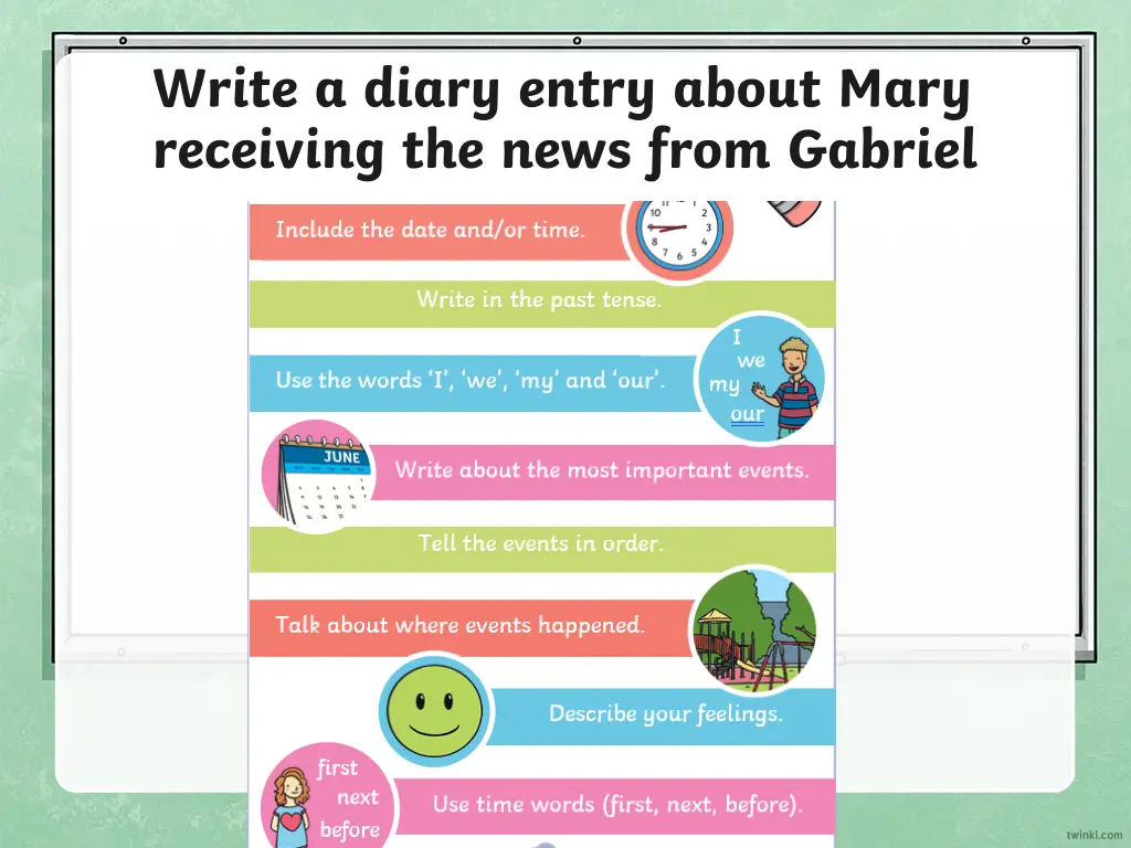 write a diary entry about mary receiving the news