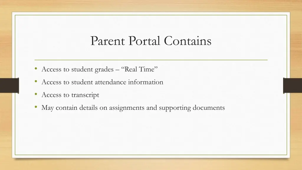 parent portal contains