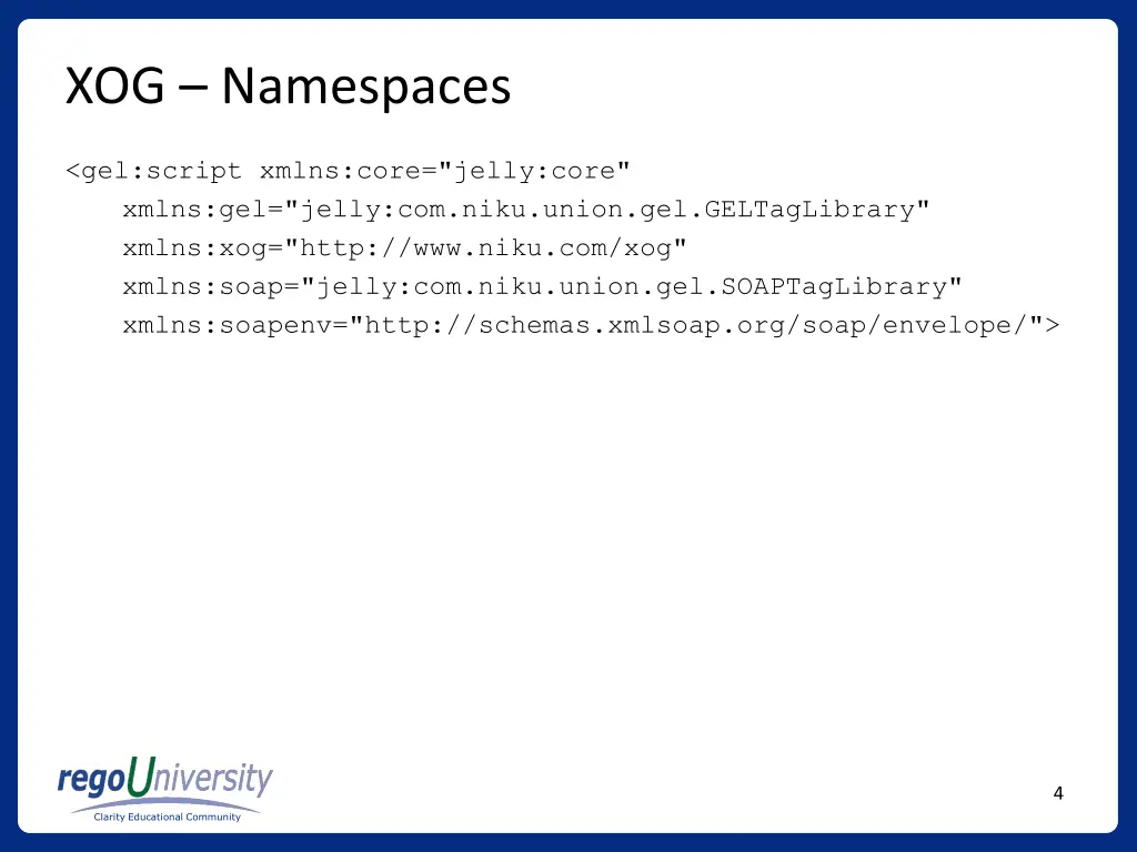 xog namespaces