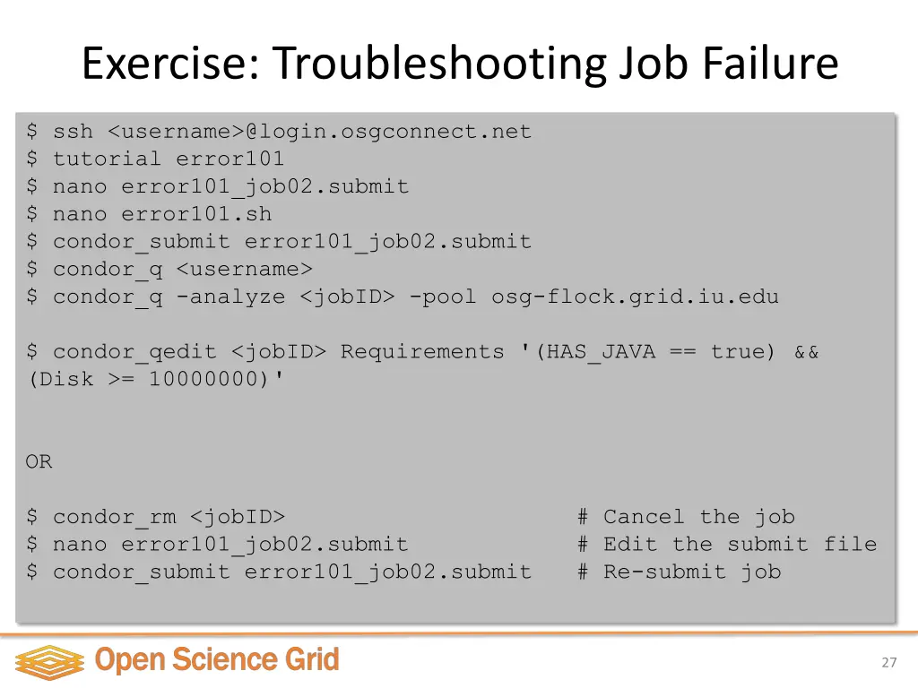 exercise troubleshooting job failure 1