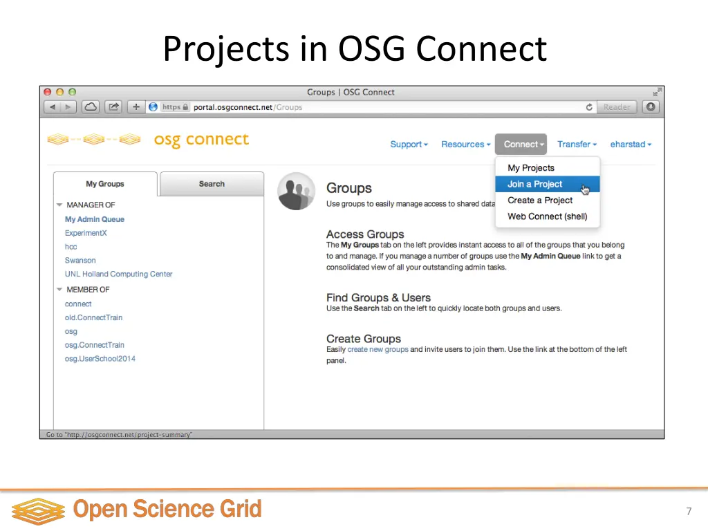 projects in osg connect 1