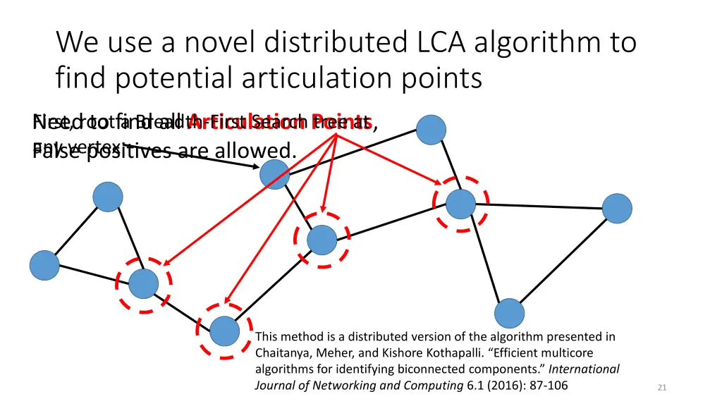 we use a novel distributed lca algorithm to find