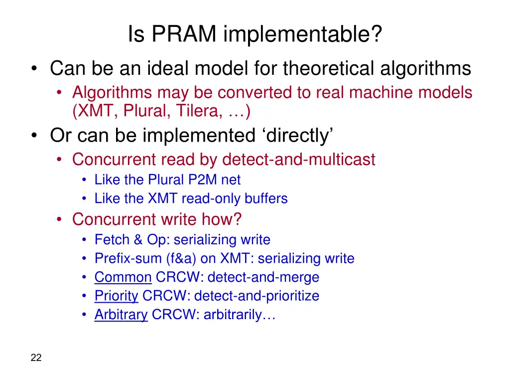 is pram implementable can be an ideal model