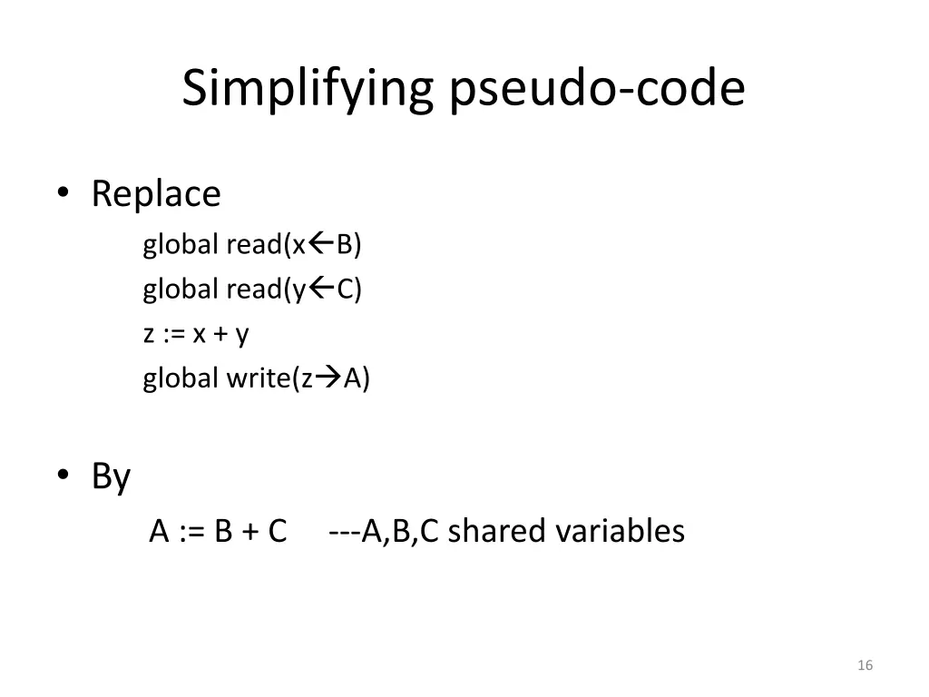 simplifying pseudo code