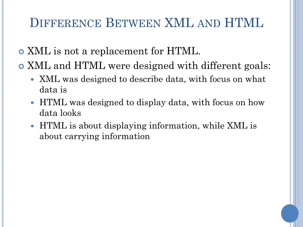 d ifference b etween xml and html