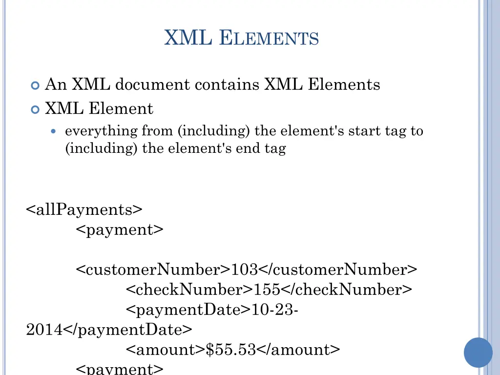 xml e lements