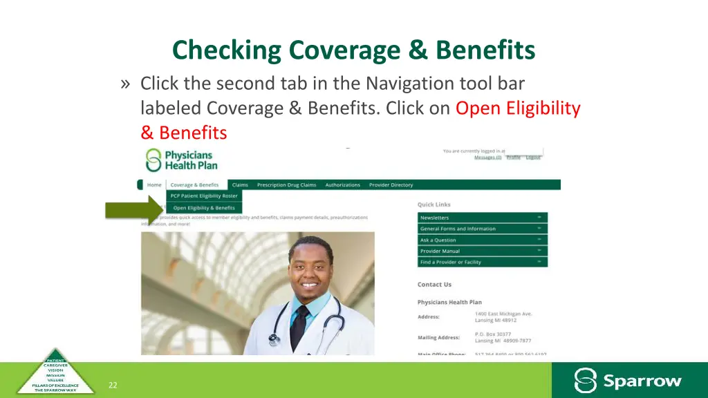 checking coverage benefits click the second