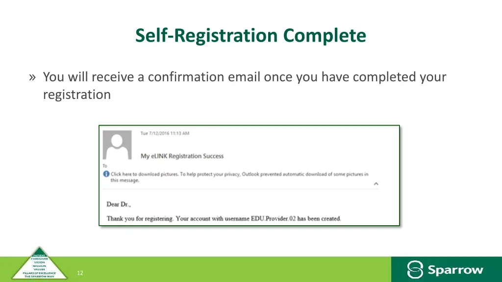 self registration complete