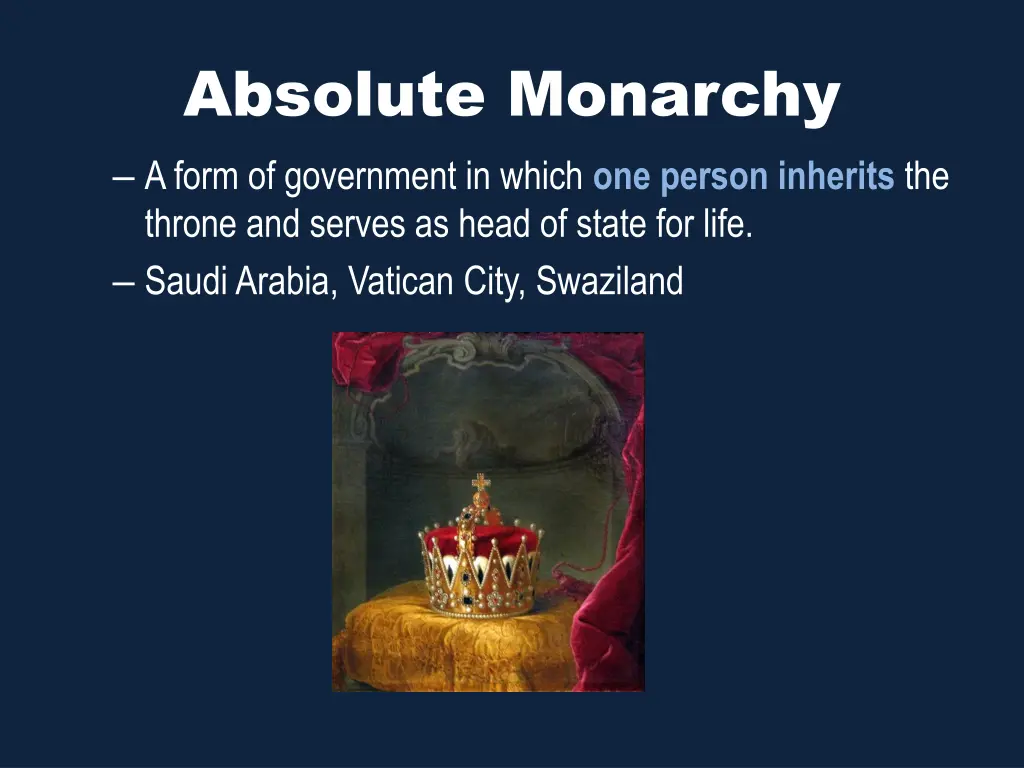 absolute monarchy a form of government in which