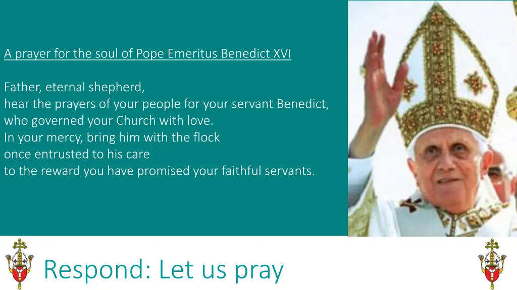 a prayer for the soul of pope emeritus benedict